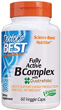 Doctor&#39;s Best, Fully Active B Complex Supports Energy Nervous System Optimal Health Positive Mood Wellbeing NonGMO Gluten Free Vegan Soy Free, 60 Count